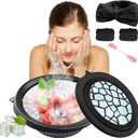 Face Tub for Ice Bath with Built-In Icetray, Collapsible Silicone Ice Face Bowl with Skincare Headband and Mask Brush, Cold Plunge Tub for Face,for Skin Tightening, Puffiness, Acne Relief & Glow