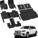 LASFIT Floor Mats & Cargo Mat with Seatback for Mercedes Benz GLS 2020-2026 | Fit for 450/580/63 AMG (Fit 7 Seats Without Rear Seat Package), All Weather TPE, 3 Rows Mats & Trunk Mat with Backrest