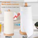 2 x Wooden Paper Towel Holder - Large Size Solid Wood Paper Towel Holder with Anti-Skid Base for Kitchen, Living Room,Bathroom