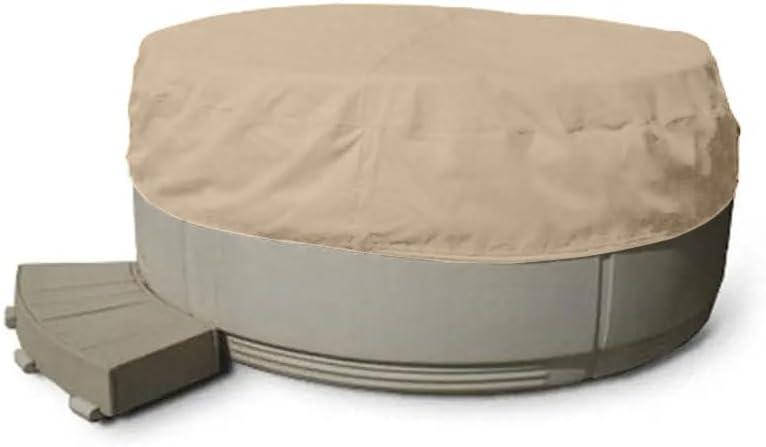 Covermates Classic Round Hot Tub Cover - All-Weather Water-Resistant Spa Protector - Durable 12-Gauge Vinyl Heavy-Duty Outdoor Shield with Elastic Hem, 80DIAMETER x 14H, Classic Tan