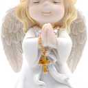Comfy Hour Faith and Hope Collection Praying Girl Angel with Rosary Figurine, Keepsake, My First Communion, Polyresin