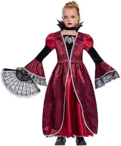IKALI Girls Vampire Costume Outfit, Kids Princess Fancy Dress Up Gown for Halloween Party, Size: 10-12Y