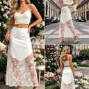 Women's 2026 Lace Patchwork Bodycon Skirt - High Waist Elegant Solid Maxi Long Skirt