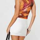 Mini Skort for Women High Waist Stretch White Mini Skirt with Shorts Underneath (L)