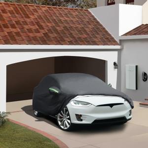 BASENOR 2026 Upgrade Tesla Car Cover for Model X Model X Plaid All-Weather Waterproof UV Protection Full Exterior Accessories Proprietary Design with Charge Port Opening & Ventilated Mesh 2015-2026