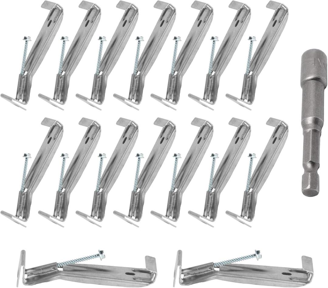 24 Pcs 5 Inch Gutter Hangers 5 Inch Hidden Gutter Brackets, Rain Gutter Hangers with Pre-Inserted Screws, Quick Screw Gutter Clips Gutter Parts for 5" K-Style Aluminum Gutter Repair