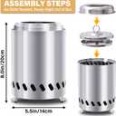 HGD Tabletop Fire Pit, Smokeless Firepit Outdoor, Mini Fire Pit for with Carry Bag for Camping Backyard Patio Garden Picnic, Silver
