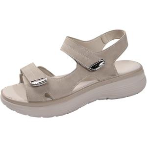 Women's Summer Walking Sandals Casual Peep Toe Air Cushion Support Orthotic Ortho Platform Ankle Strap Wedge Sandal Comfortable Flat Non-Slip Shoes, Size 43