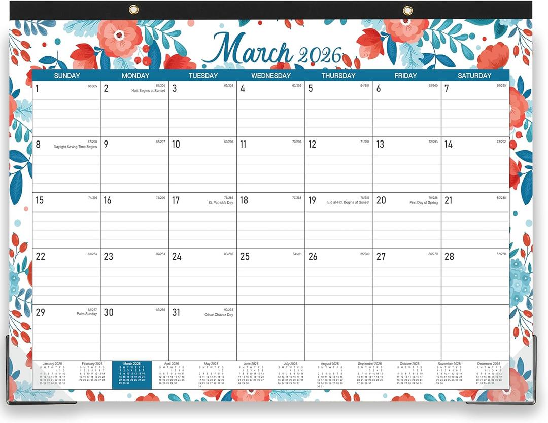 2026 Desk Calendar - Calendar from January 2026 - December 2026,12 Months Desk Pad Calendar, 14.8" x 11.4", Desk Pad, Large Ruled Blocks