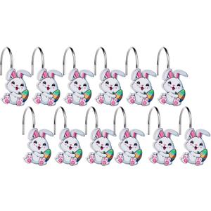 Easter Shower Curtain Hooks - Set of 12, Perfect for Bathroom, Living Room, Balcony, Doors, Porches, and More