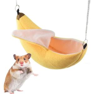 ISMARTEN Banana Bed House, Hammock for Small Animal, Warm Bed House, Cage Nest for Sugar Glider Hamster Small Bird Pet (Banana)