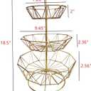 3 Tier Fruit Basket Bowl Stand for Kitchen Counter, Tiered Metal Wire Serving Stand Holder, Vegetable Storage Basket Organizer Trays, Detachable Multi Layer Snack Food Dessert Display Stand (Gold)