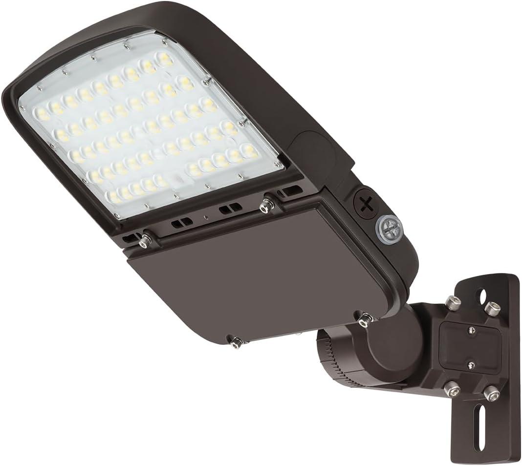 150W LED Parking Lot Light with Photocell, Outdoor Dimmable LED Pole Lights with Slip Fitter & Arm Mount in 1, 22500LM 5000K 100-277V IP65, 150W/100W/80W Power Tunable, ETL
