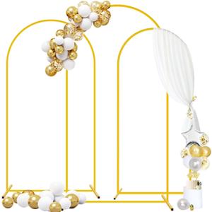 FUHSY Wedding Arch Stand Set of 3 Metal Arch Backdrop Stand 7.2FT, 6.6FT, 6FT Gold Backdrop Arch Stand Balloon Arch Stands Chiara Party Backdrop Arched Frame for Wedding Ceremony Arbor Birthday Decor