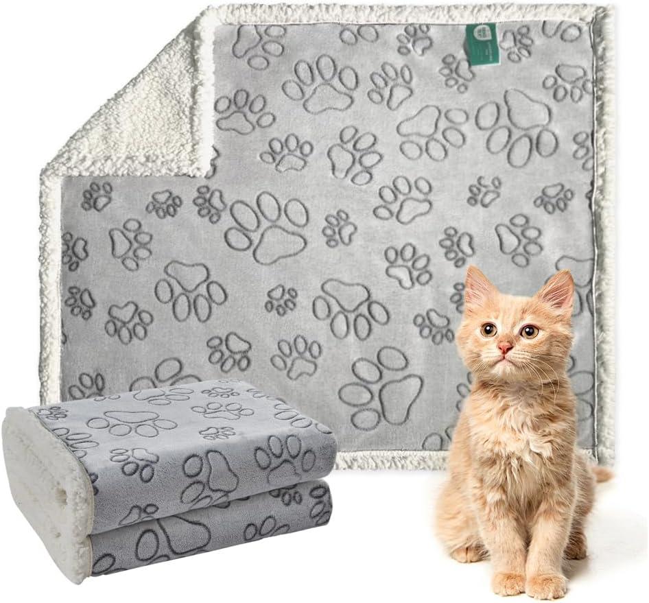 Qeils Soft Dog Blanket Washable, 29 x 25 Cat Blanket for Indoor Cats Large Medium Small Dog Puppy Essentials (Grey)