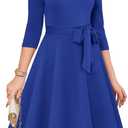RUMIA Women's Cocktail Dresses 3/4 Sleeve Formal Vintage Wedding Guest Dress (XS-3XL) (Blue, M)