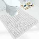 Yimobra Toilet Rugs U Shaped 24x20, Soft Comfortable Absorbent Chenille Toilet Mat for Bathroom Floor, Non-Slip Contour Bathroom Rugs for Toilet, Dry Quickly Machine Washable, Black