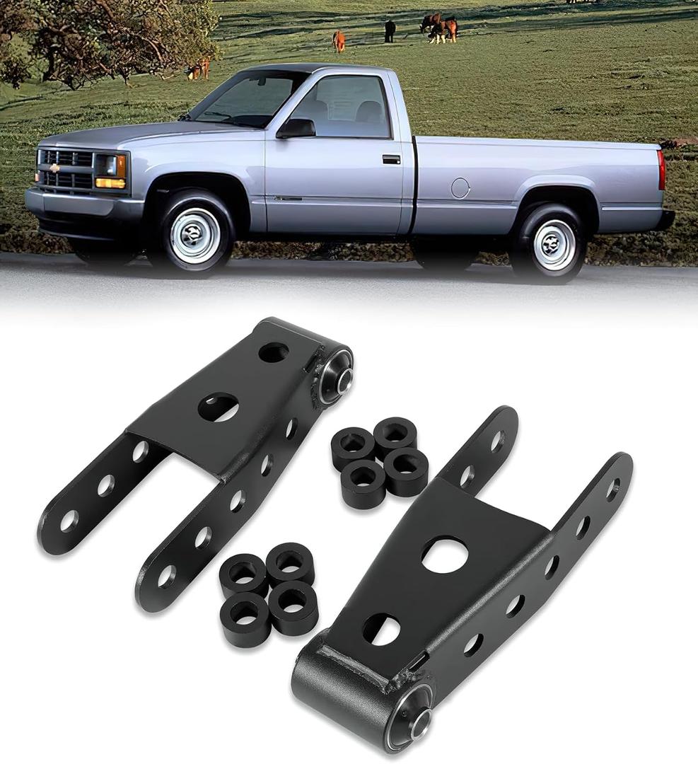 2-3" Suspension Rear Drop Lowering Shackles kit Leaf Spring Drop Shackle Kit Compatible with Chevy Silverado GMC Sierra 1500 C1500 K1500 Dodge Ram Replaces 6400 410520