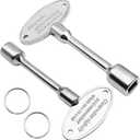 2 Pcs 3 Inch Gas Fireplace Key with 2 Key Ring, Gas Valve Key for Indoor & Outdoor Fireplaces Fire Pits, Replacement Gas Key for Fireplace Gas Valve Fits 1/4" and 5/16" Turn Ball,Chrome-Plated Brass