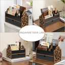 Desk Organizer with Drawer Wood File Office Mail Organizer Countertop-5 Slot Tabletop Storage Pen Organizer Letter Holder for School Home Office Supplies