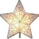 Kurt Adler 10 Light Indoor UL Star Treetop - Fits Perfectly On Christmas Tree Silver Trimming Pattern, 8.5in