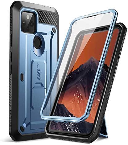 SUPCASE Unicorn Beetle Pro Series Full-Body Rugged Holster Case with Built-in Screen Protector for 6.2-Inch Google Pixel 4A 5G (2020), Metallic Blue
