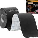 Kinesiology Tape Pro Precut 20 Strips Athletic Sports Waterproof Breathable Latex Free Tape for Ankle Wrists Knee Elastic Running Tennis Swimming Football Sports Activities Tapes (Black)