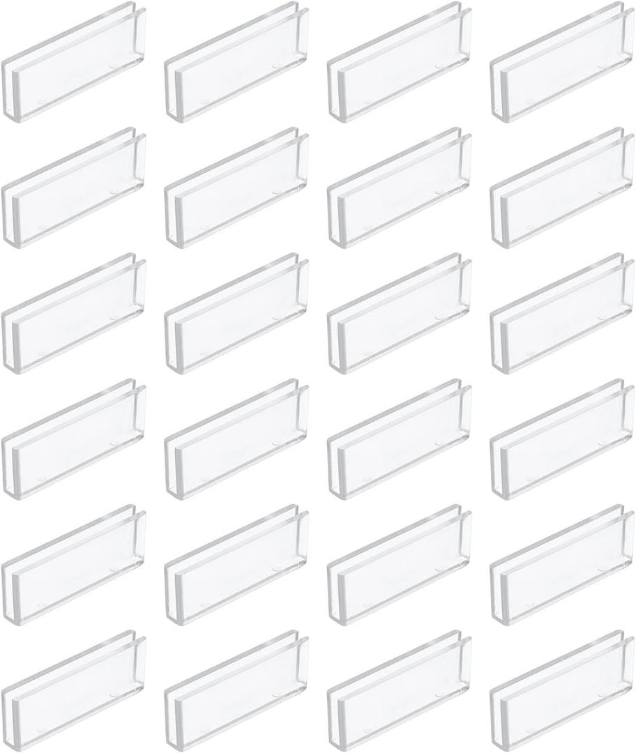 Uxcell 24Pcs Plastic Glass Connector, Suitable for 3mm Thick 180 Degree Glass to Glass Clamp, Fixing Bracket Rimless Clip Holder for Aquarium Fish Tank Display Shelves, Transparent