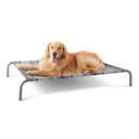 Bedsure Outdoor Elevated Dog Bed Large Sized Dog, Portable Indoor & Outdoor Cooling Raised Cot Pet Hammock Bed with Skid-Resistant Feet, Frame with Breathable Mesh, Striped Grey, 49 inches