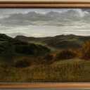 KBKBART Gold Framed Vintage Landscape Wall Art Home Decor, Retro Mountain Vintage Painting Prints, Moody Countryside Farmhouse Landscape Wall Decor, Canvas Wall Art for Living Room Bedroom Home Bathroom Decor(8"x10")