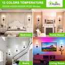 Depuley Battery Operated Wall Sconce: Set of 2 Wireless Wall Lights with Remote for Bedroom - Black Rechargeable 15 Colors RGB Halloween Wall Lamp for Living Room Hallway 24 Inch 