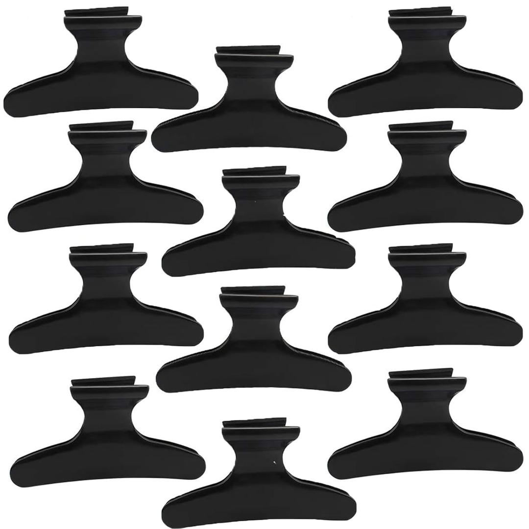 BAHABY Hair Clips for Styling Sectioning 12 Pack Black Butterfly Clamps Hair Claw Clips Pro Salon Hair Clips for Styling, Sectioning, Cutting and Coloring