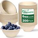 6 oz Small Disposable Bowls, 200 Pack Biodegradable Compostable Paper Bowls, Microwave Safe Small Paper Bowls for Hot Soup, Ice Cream, Desserts, Salads