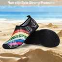 Water Shoes for Womens Mens Barefoot Aqua Yoga Socks for Pool Beach Surf Walking Water Park Boating Sports Water Shoes (4-5 Women/3-4 Men, Black Rainbow)