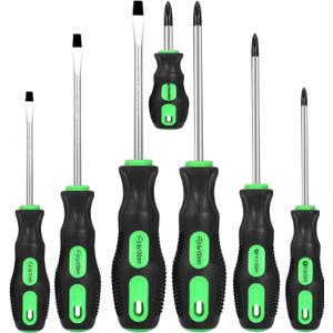 GURADESIGN 7-Piece Magnetic Screwdrivers Set, 4 Phillips and 3 Flat, Professional Cushion Grip Screwdriver Set
