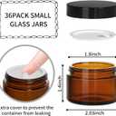 KEYWING 1oz Amber Glass Jars with Black Lids, 36 Pack Small Round Glass Cosmetic Jars with Inner Liners for Lotions, Cream, Powders and Ointments
