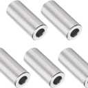 uxcell 5Pcs Aluminum Spacer 1/2" OD x 1/4" ID x 1-3/16" Length Screw Standoff Bushing Plain Finish Unthreaded Round Metal Spacer for 1/4" ID Screws Bolts and Rods, Silver