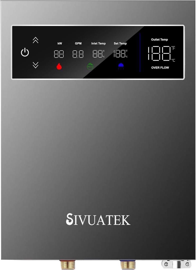 14kW Tankless Water Heater Electric, SIVUATEK 240V Instant On-Demand Hot Water Heater, 2 Point of Use, Self-Modulating, ETL Certified, Endless Water Supply for Home