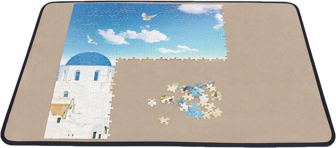 Becko US Jigsaw Puzzle Board, Portable Puzzle Table for Puzzles Storage Saver, Lightweight & Portable, Non-Slip Surface, for up to 1000 Pieces Jigsaw Puzzles (Khaki), 30.7 x 20.9 inches