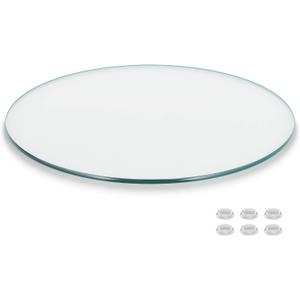 24 inch Round Glass Table Top - Clear Tempered Glass Surface Protector - Safe Pencil Polished Edge - Coffee, Dining and End Table