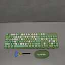 UBOTIE Colorful Computer Wireless Keyboards Mouse Combos, Typewriter Flexible Keys Office Full-Sized Keyboard, 2.4GHz Dropout-Free Connection and Optical Mouse (Green-Colorful)