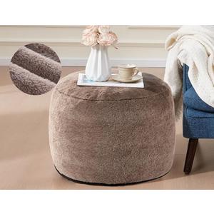 Round Pouf Ottoman 20"x15" Bean Bag Ottoman Soft Top Comfortable Small Foot Stool Foot Rest Pouf Brown Tall Footstool Ottomans Round Hassock Fluffy Boho Furniture Small Ottomans for Living Room (Brown)
