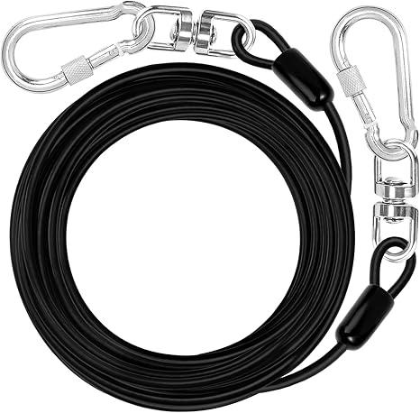 jenico Dog Tie Out Cable: 10 ft Dog Lead for Yard - Heavy Duty Chain Leash Outside for Small Large Dogs Up to 500 lbs - Outdoor Dog Runner Tether 