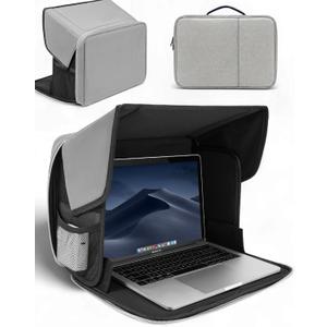 Laptop Sun Shade, Fits 13-16 inch Laptop, UV-Heat Reflective & Water-Resistant Material, Easy to Carry Computer Case for Working Outside,Travel, Beach (Light Grey)
