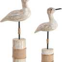 White Seagull Statues Nautical Decor, Wooden Sea Bird Statues for Coastal Beach Ocean Home Table Decoration, 2Pcs