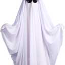 Ghost Costume for Adults Halloween Fancy Dress Cosplay Set White Ghost costumes with Black Sunglasses Scary Halloween Party Costume Accessories