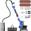 Drywall Sander, 1000W Popcorn Ceiling Removal Tool, Foldable Automatic Drywall Sander with Vacuum Dust Collection, LED Light, 6 Variable Speed 800-2200RPM,15Pcs Sanding Discs (Blue）