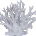 White Coral Reef Decor 7.4" Fake Coastal Statue - Ocean Nautical Themed Home Table Decoration - Beach Resin Artificial Sea Faux Coral for Bathroom