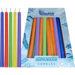 Long Chanukah Candles - Standard Size Diameter Fits Most Menorahs - Premium Quality Wax - Multicolored - 45 Count for All 8 Nights of Hanukkah