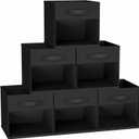 DIMJ Collapible Storage Cubes, 12.2 Inch Cube Storage Bins with Window, Fabric Baskets for Shelves, Foldable Cube Storage Organizer Cube Bins for Closet, Shelves, Home, Office, 6 Packs, Black